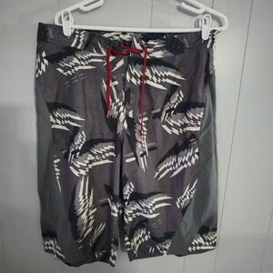 Jordan Board Shorts Mens 34 Grey Graphic Print Jumpman Swim Trunks
